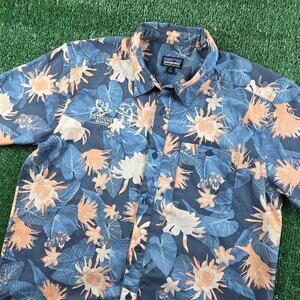 Patagonia Firestone Walker Brewing Company Hawaiian Button Up Shirt Mens Medium